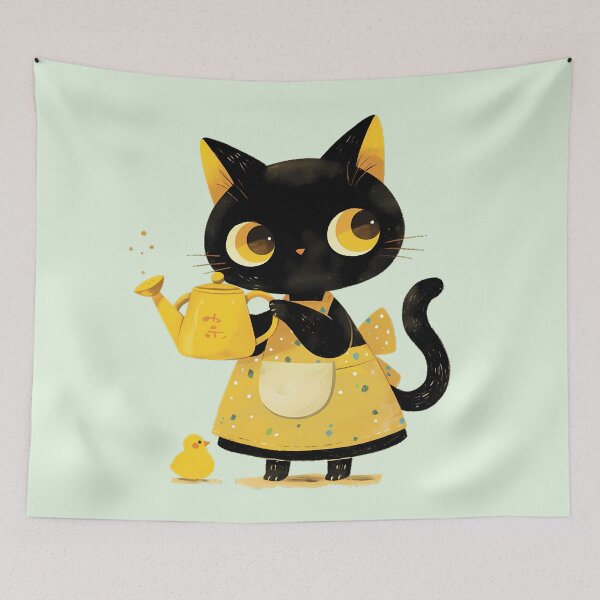 Item preview, Black kitty, the gardener designed and sold by WoollenLlama.