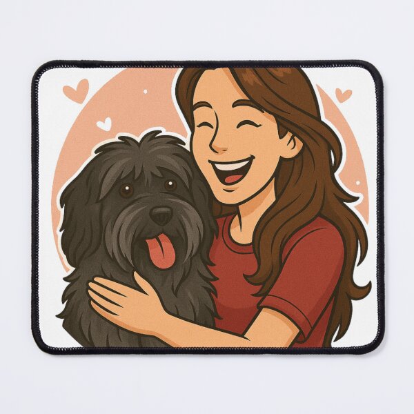 Item preview, Fluffy Energy: Woman & Dutch Schapendoes Cartoon designed and sold by GoodyPaws.