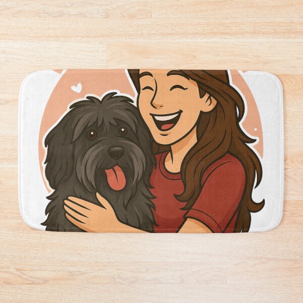 Item preview, Fluffy Energy: Woman & Dutch Schapendoes Cartoon designed and sold by GoodyPaws.