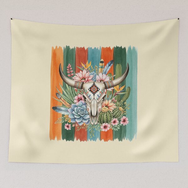 Item preview, Desert cactus, Native Americans, cow Skull and succulents plant, texan catus and flowers designed and sold by Collagedream.
