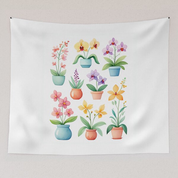 Item preview, Whimsical Orchid Garden – Watercolor Botanical Illustration designed and sold by Ink-Your-Soul.