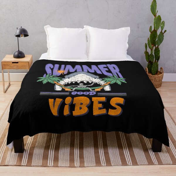 Item preview, Summer Good Vibes – Funny Beach Skeleton & Shark Design designed and sold by Lucky Streetwear.