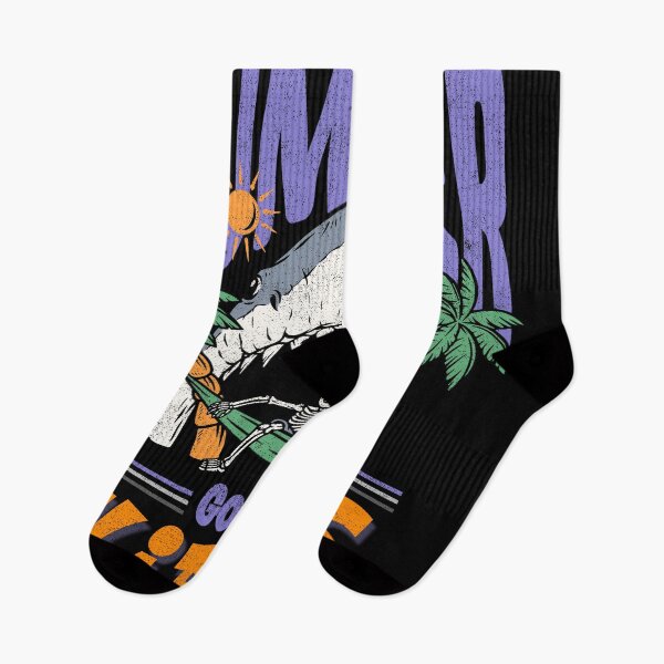 Item preview, Summer Good Vibes – Funny Beach Skeleton & Shark Design designed and sold by Lucky Streetwear.
