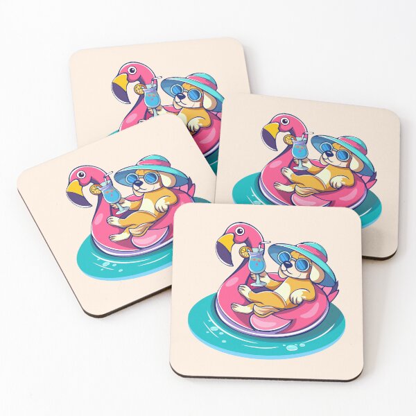 Item preview, Dog on Flamingo Pool Float designed and sold by Mariia Berezhna.