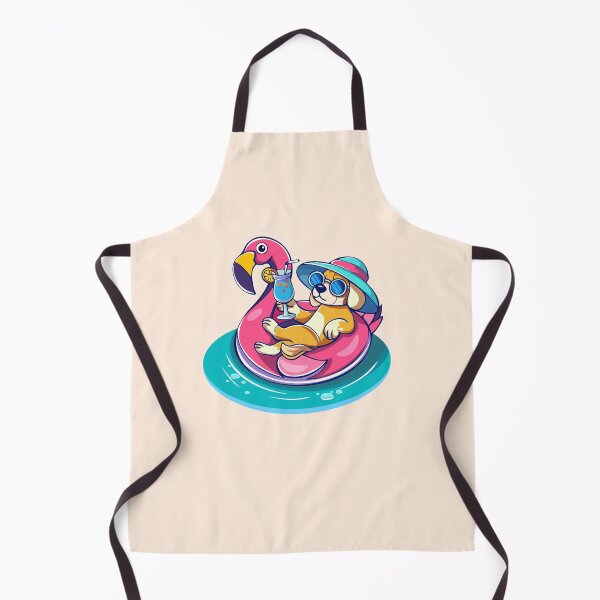 Item preview, Dog on Flamingo Pool Float designed and sold by Mariia Berezhna.