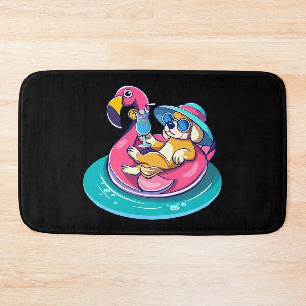 Item preview, Dog on Flamingo Pool Float designed and sold by Mariia Berezhna.
