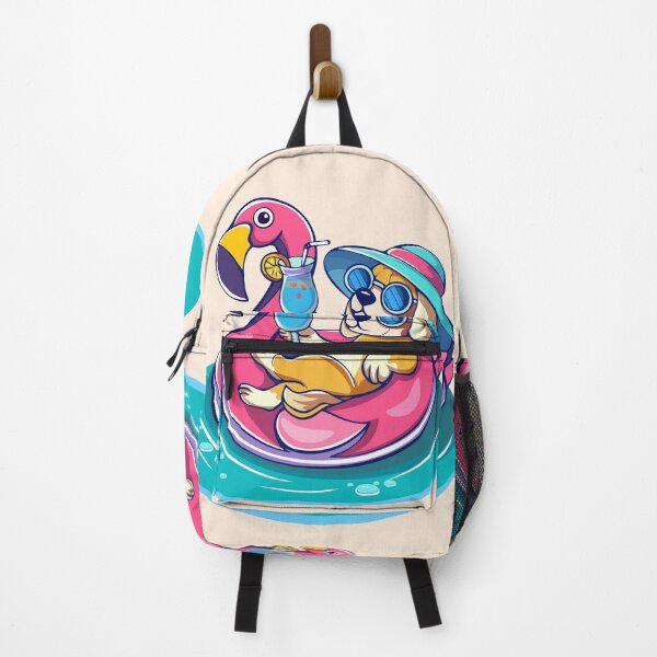 Item preview, Dog on Flamingo Pool Float designed and sold by Mariia Berezhna.