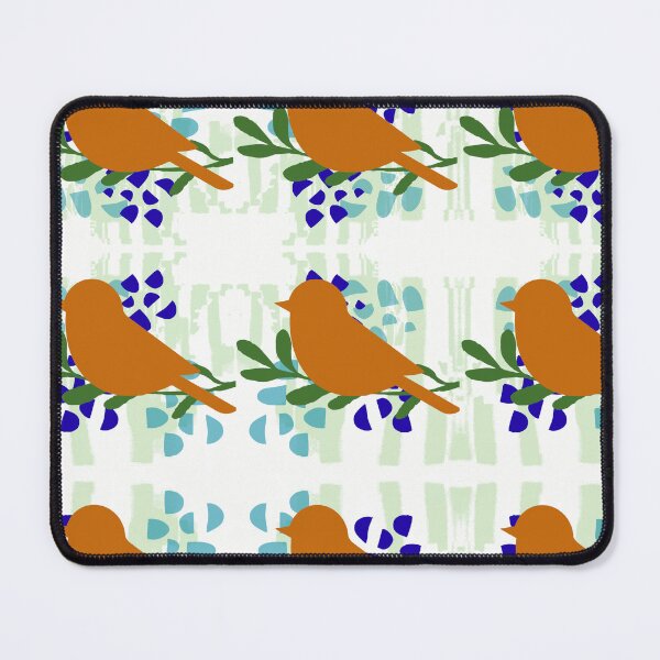 Item preview, Rustic Orange Birds on Leafy Branches Retro Folk Art Pattern designed and sold by Code4Designs.