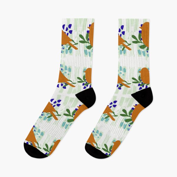 Item preview, Rustic Orange Birds on Leafy Branches Retro Folk Art Pattern designed and sold by Code4Designs.