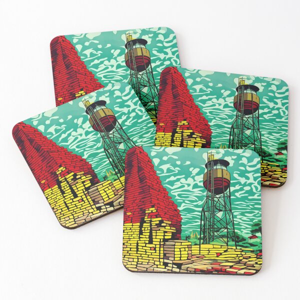 Item preview, Vintage Water Tower Scene - Bold Pop Art Print designed and sold by PolyVision Siam Studio.
