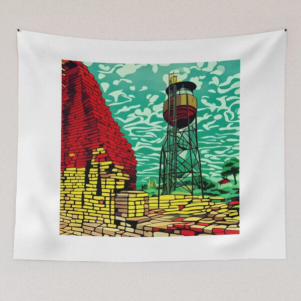 Item preview, Vintage Water Tower Scene - Bold Pop Art Print designed and sold by PolyVision Siam Studio.