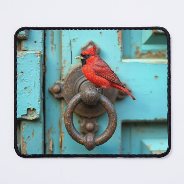 Item preview, Red Cardinal On a Rusty Door Knocker designed and sold by Maria Dryfhout.