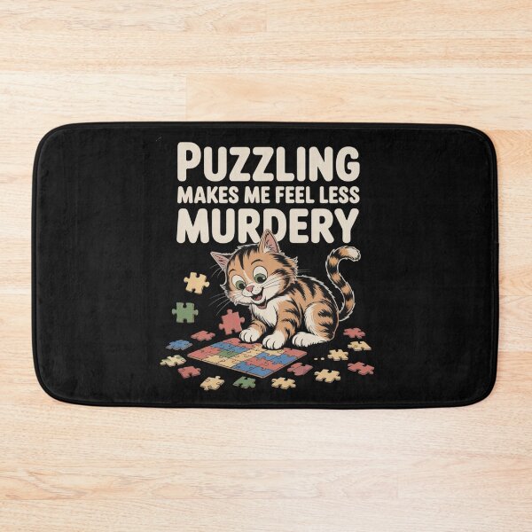 Item preview, Puzzling Makes Me Feel Less Murdery Funny Puzzle Cat  designed and sold by ManiaGrania.