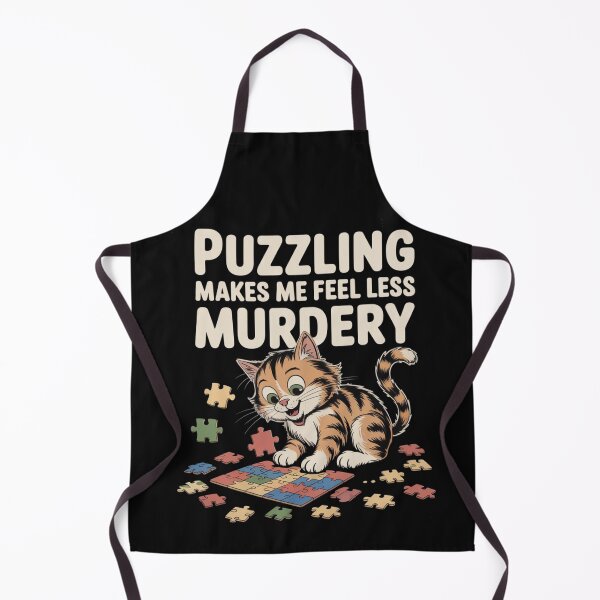 Item preview, Puzzling Makes Me Feel Less Murdery Funny Puzzle Cat designed and sold by ManiaGrania.