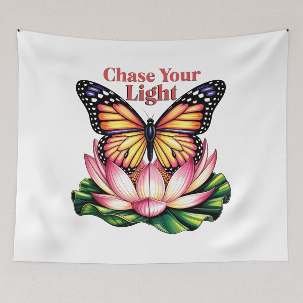 Item preview, Chase Your Light Spiritual lotus and Butterfly Art designed and sold by Bliss Find And Design.