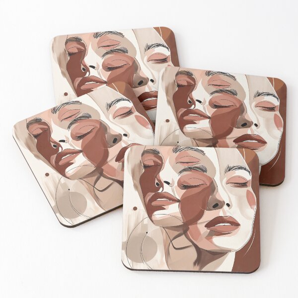 Item preview, Abstract Overlapping Faces – Blush Line Art Illustration with Minimal Shapes designed and sold by Pixelzo.