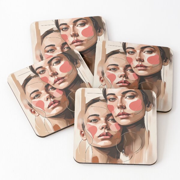 Item preview, Abstract Overlapping Faces – Blush Line Art Illustration with Minimal Shapes designed and sold by Pixelzo.