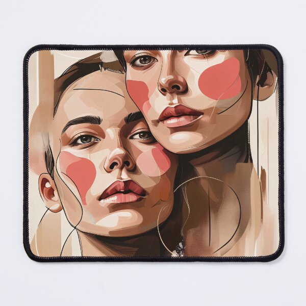 Item preview, Abstract Overlapping Faces – Blush Line Art Illustration with Minimal Shapes designed and sold by Pixelzo.