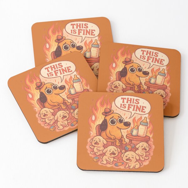 Item preview, This Is Fine — Baby Dog Crying Puppies Funny Cartoon Fire Parental Humor designed and sold by GirlyPopped.