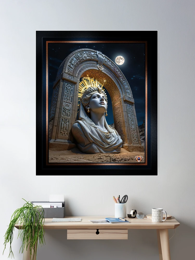 Sculpture Of The Goddess Brazila In The Sands Of Arkolokian Striking AI Concept Art by Xzendor7 Room Decor Poster Art Print