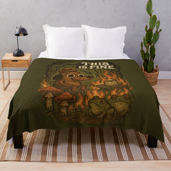 Item preview, This Is Fine Dog — Frogs and Mushrooms Whimsical Forest Fire Humor designed and sold by GirlyPopped.