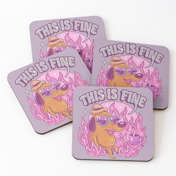 Item preview, This Is Fine Dog — Heart Glasses Pink Flames Glittery Coffee Cup Funny Meme designed and sold by GirlyPopped.