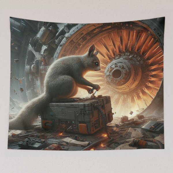Item preview, Squirrel in the Engine Shop designed and sold by nikkolaus.