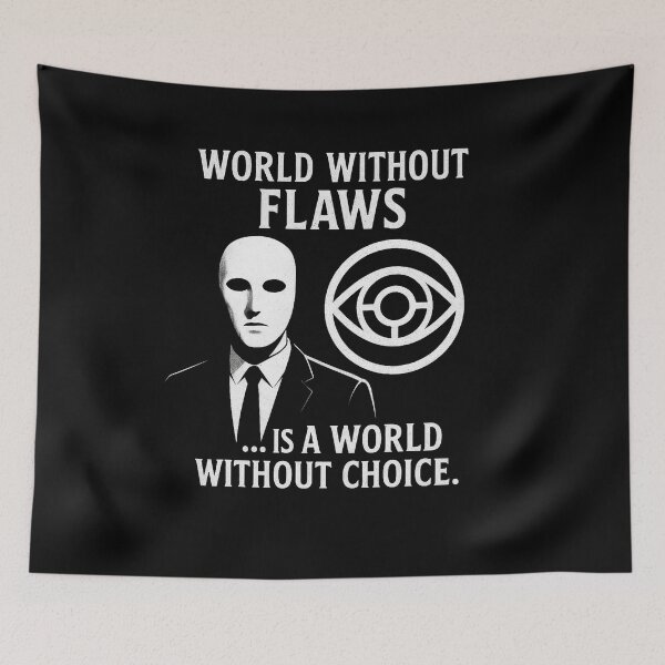 Item preview, Masked Control Dystopian Quote from World Without Flaws designed and sold by Elizarfa.