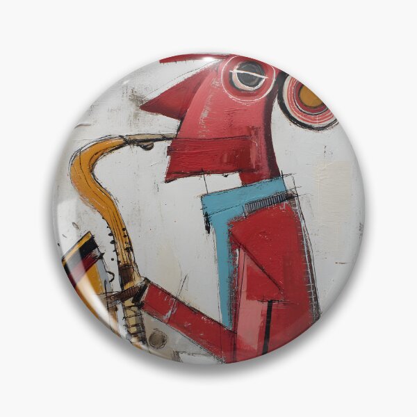 Item preview,  Saxophone Player in Bold Abstract Shapes and Vibrant Colors - Playful Angular Design with Exaggerated Features designed and sold by OlfactoART Studio.