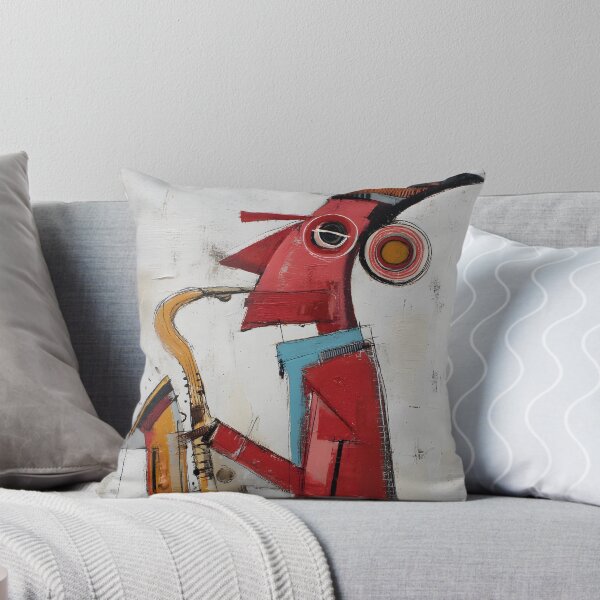 Item preview,  Saxophone Player in Bold Abstract Shapes and Vibrant Colors - Playful Angular Design with Exaggerated Features designed and sold by OlfactoART Studio.