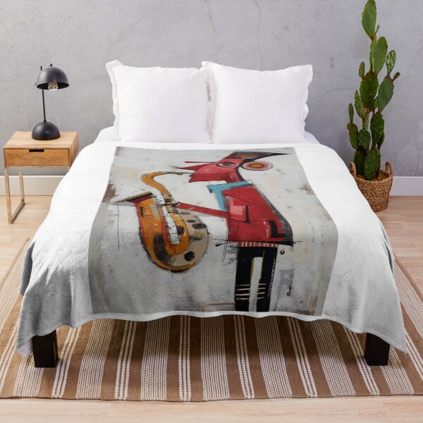 Item preview, Saxophone Player in Bold Abstract Shapes and Vibrant Colors - Playful Angular Design with Exaggerated Features designed and sold by OlfactoART Studio.