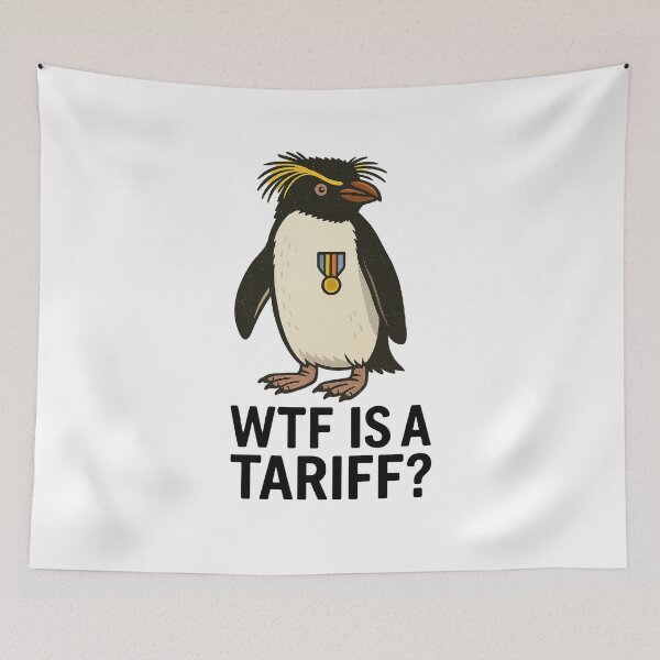 Item preview, Funny Penguin WTF Is a Tariff Political Meme Protest  designed and sold by The Junto Shop.