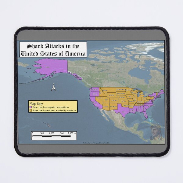 Item preview, Map of Shark Attacks in the United States designed and sold by Dystopian Design.