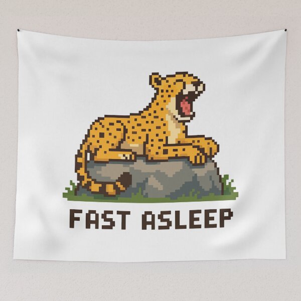 Item preview, Fast Asleep – Yawning Cheetah Pixel Rock Scene designed and sold by NaturePixel.