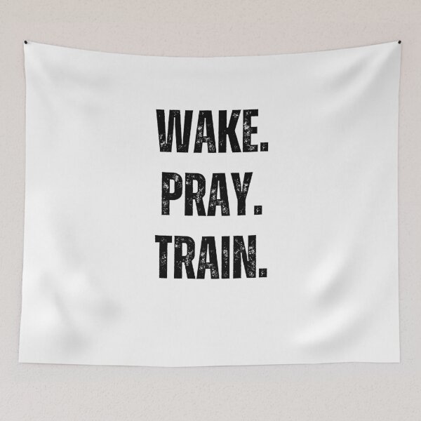 Item preview, Wake. Pray. Train. Weight Lifting Christian Faith cool gym designed and sold by snowry.