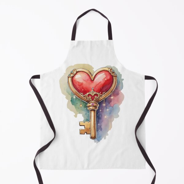 Item preview, Golden heart-shaped key with decorative gems against a colorful abstract background highlighting love and romance designed and sold by Ms. Iryna.