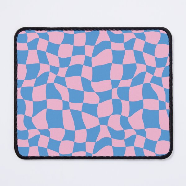Item preview, Wavy Retro Checkerboard Grid Taffy Pink & Cerulean Blue designed and sold by GenAumonier.