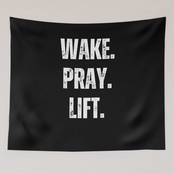 Item preview, Wake. Pray. Train. Christian Faith Weight Lifting workout designed and sold by snowry.
