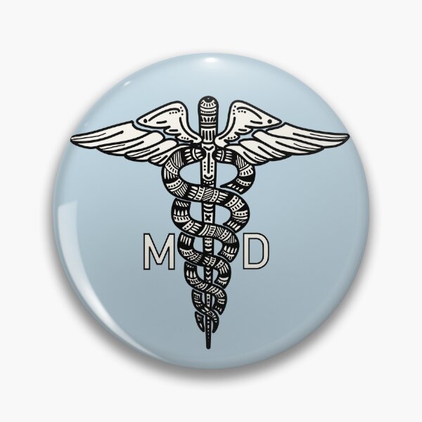 Item preview, MD - Simple White - Staff of Caduceus designed and sold by Mostly Medical.