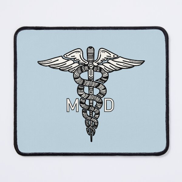 Item preview, MD - Simple White - Staff of Caduceus designed and sold by Mostly Medical.