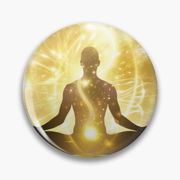 Item preview, Golden Aura Around Meditating Silhouette designed and sold by ArteMinds.