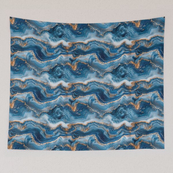 Item preview, Abstract Blue and Gold Marble with Waves designed and sold by NTGUILTY.