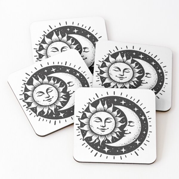 Item preview, Retro drawing of the sun and moon designed and sold by cozeecore.