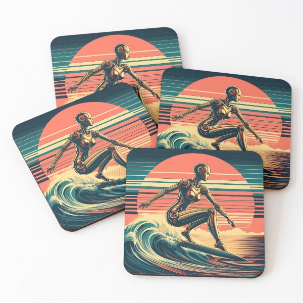 Item preview, Surfing Female Robot - Sunset Dreams designed and sold by Suborbital Sundries.
