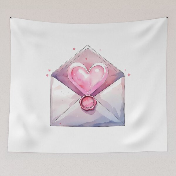 Item preview, Heart-shaped envelope with seal and pastel colors, perfect for romantic messages and special occasions designed and sold by Ms. Iryna.