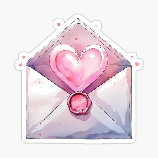 Item preview, Heart-shaped envelope with seal and pastel colors, perfect for romantic messages and special occasions designed and sold by Ms. Iryna.