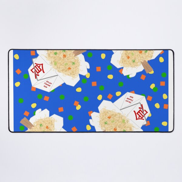 Item preview, Chinese Food Takeout LoMein Noodles Carrots Peas Vegetables Chopsticks On Blue designed and sold by MBeesShop.