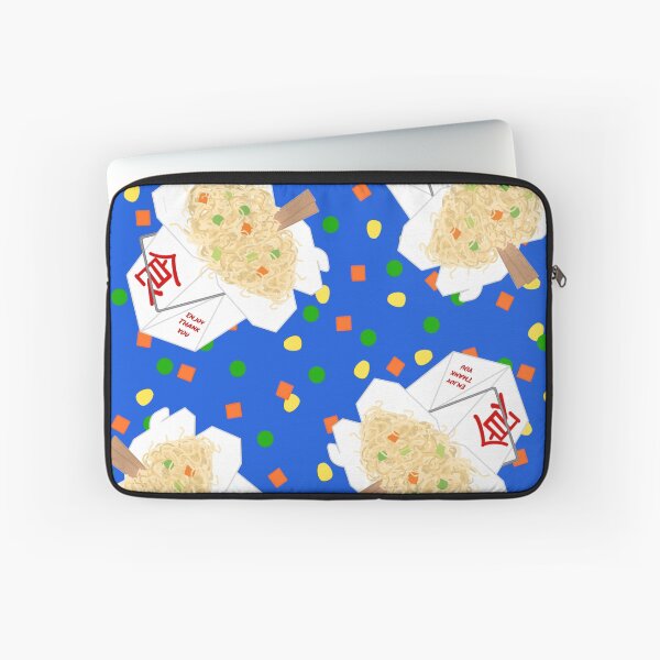 Item preview, Chinese Food Takeout LoMein Noodles Carrots Peas Vegetables Chopsticks On Blue designed and sold by MBeesShop.