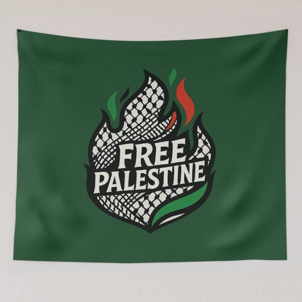 Item preview, Free Palestine Flame with Keffiyeh Pattern – Powerful Palestinian Solidarity designed and sold by GirlyPopped.