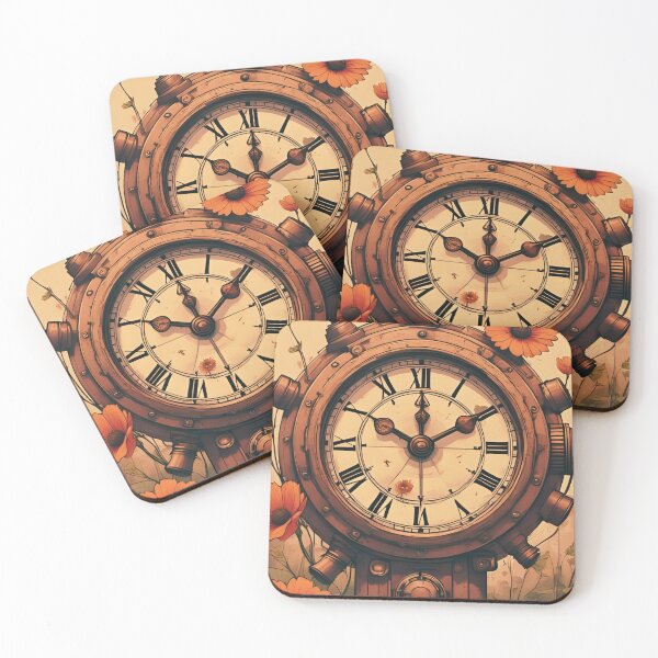 Item preview, "Cracked Timekeeper in Bloom" steampunk clock design. designed and sold by coolcomonshirts.